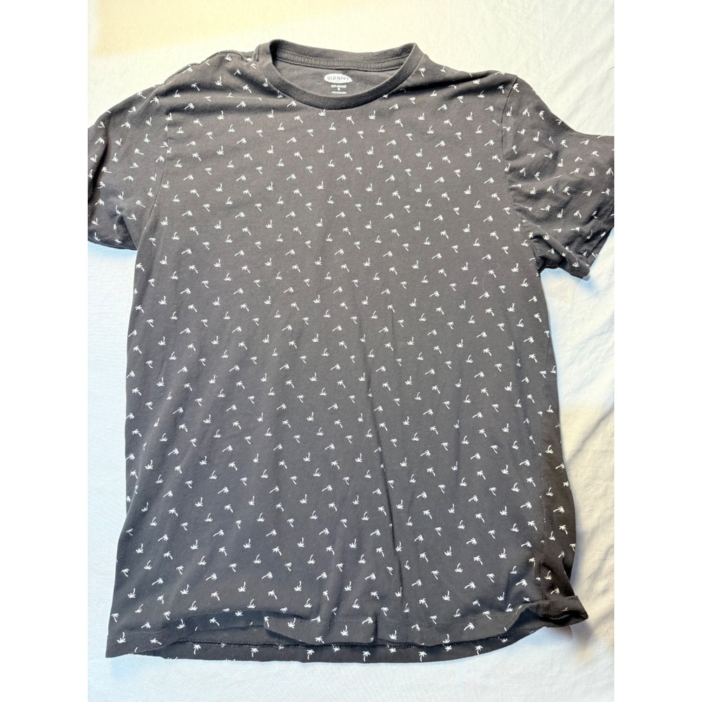 Old Navy Mens Soft-Washed Palm Tree Print T-Shirt Charcoal Gray Medium Short Sle